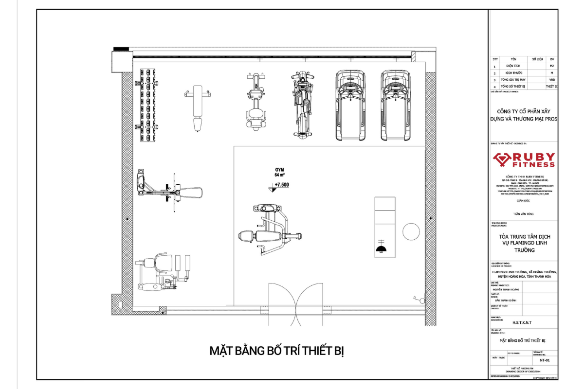 Hình ảnh phân khu thiết bị 2D của King Gym