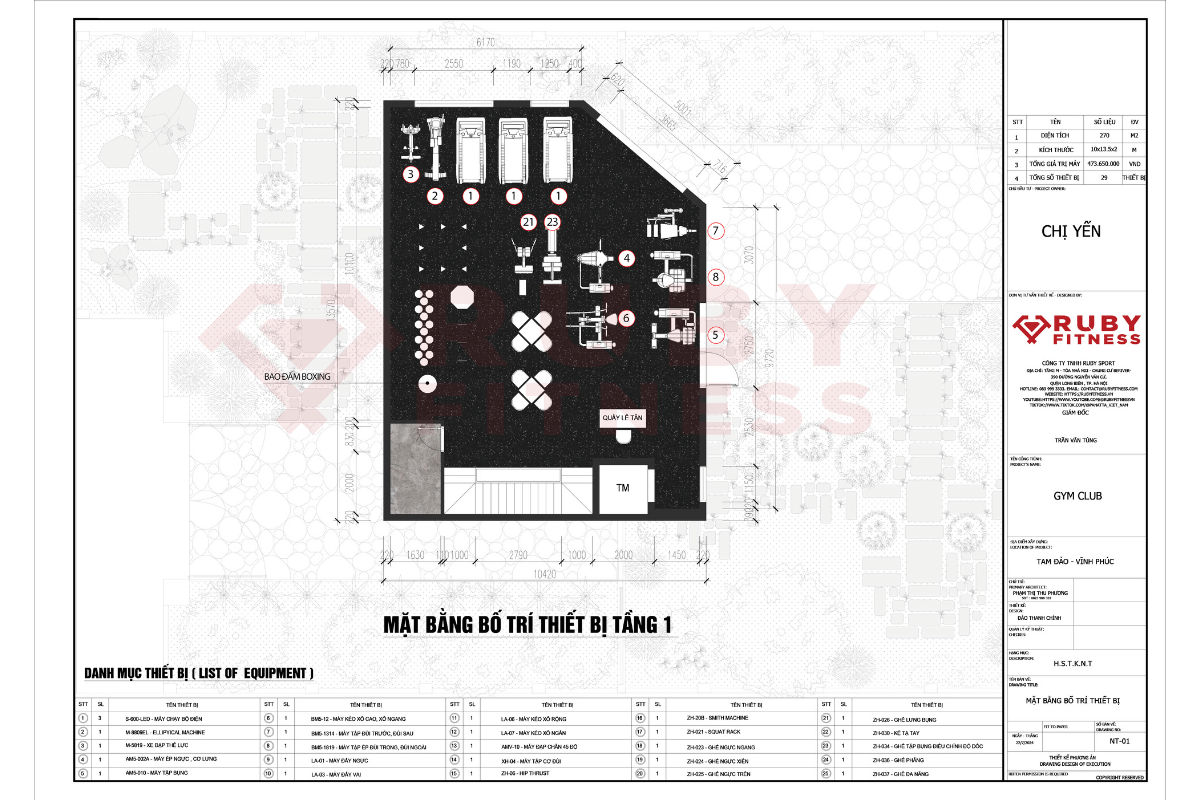 Hình ảnh layout 2D tầng 1 dự án Lê Gia Gym Profit tại Tam Đảo