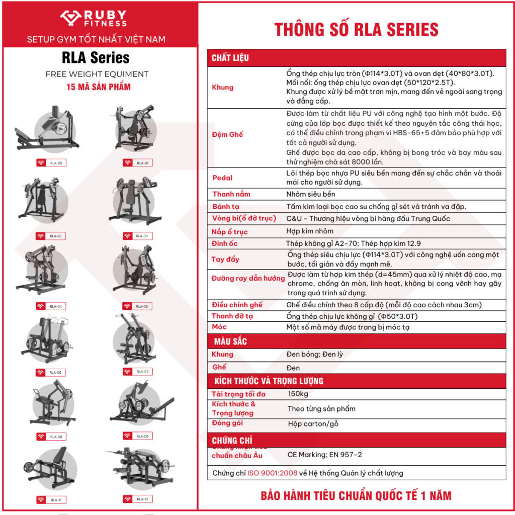 Ưu điểm nổi bật của dòng máy tập RLA Series - Máy Đẩy Vai RLA-03
